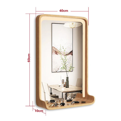 miroir en bois massif avec éclairage led et fixation murale - vue 23 sur 29
