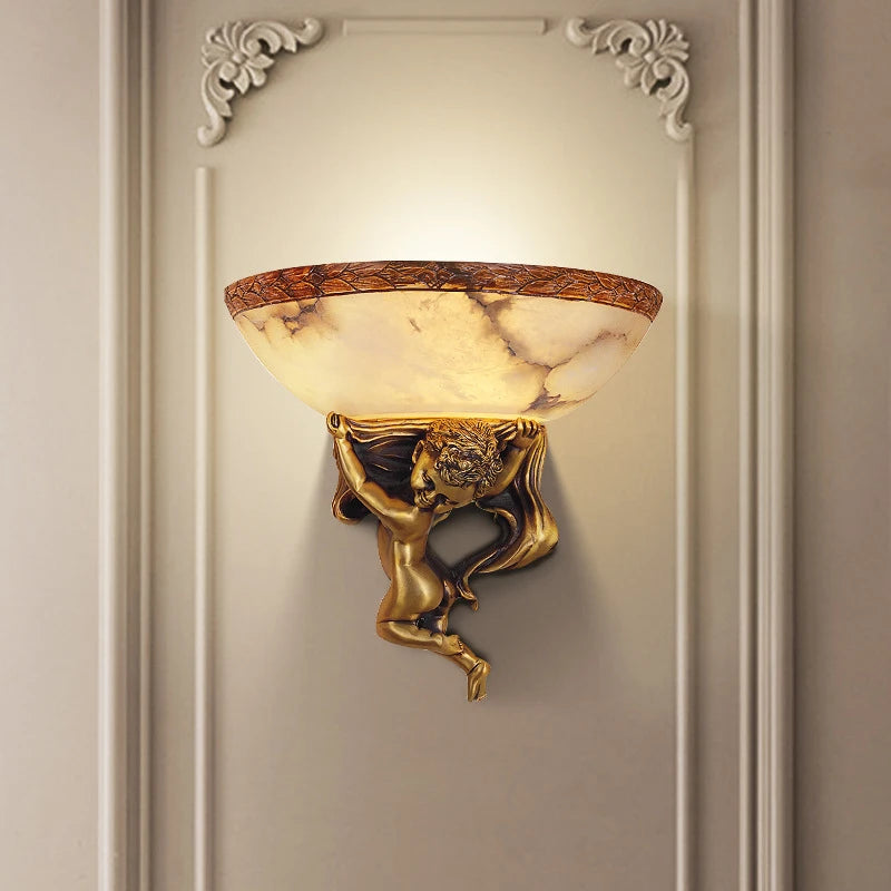 applique murale ange européen en marbre doré pour escalier