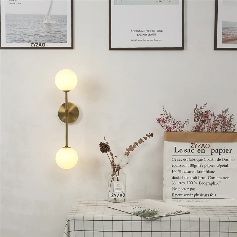 Applique murale post-modernes LED applique murale en verre Simple doré avec ampoule G9 nordique créative chambre salon allée lampe de chevet - vue 4 sur 10