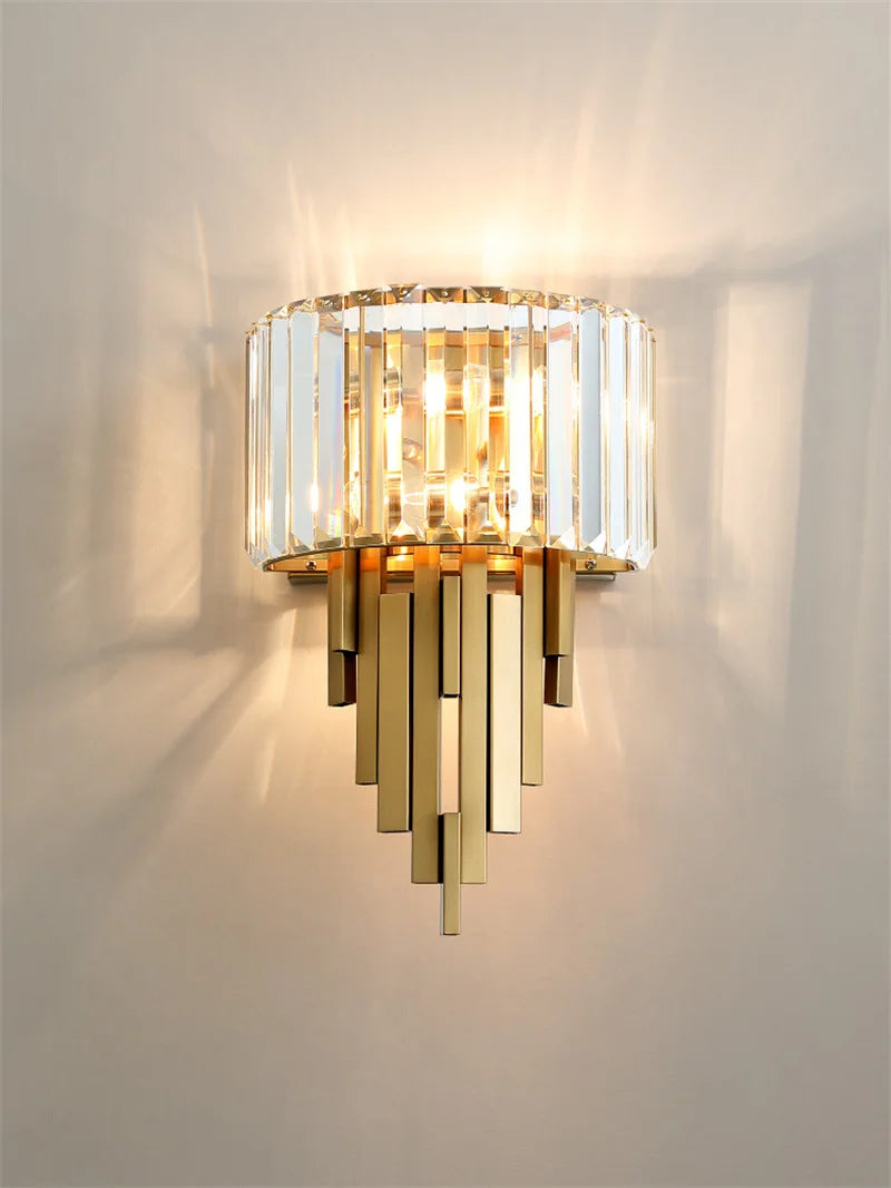 applique murale luxe moderne avec abat-jour cristal brillant - vue 3 sur 8