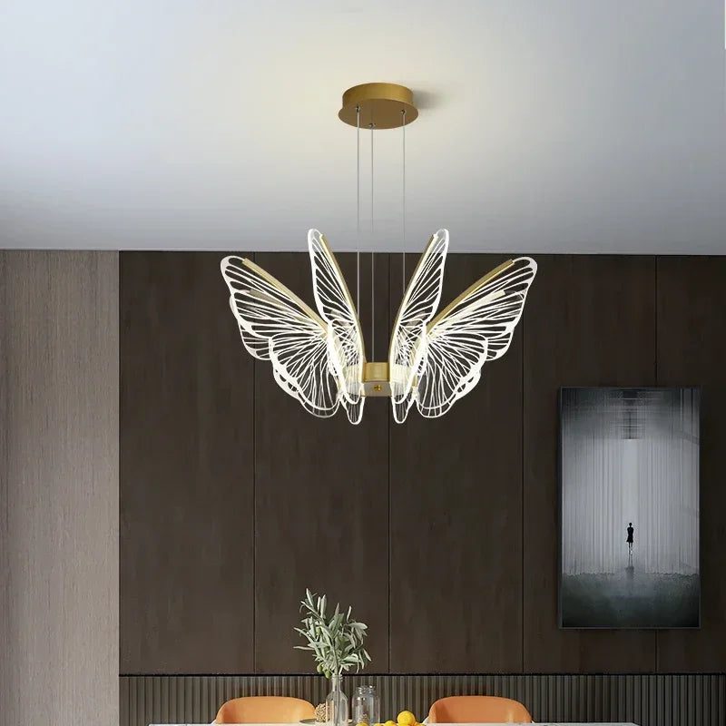 lustre papillon moderne créatif lampe décorative intelligente - vue 4 sur 9