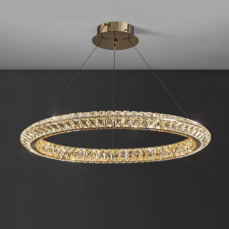 lustre en cristal doré design moderne pour intérieur élégant - vue 5 sur 11