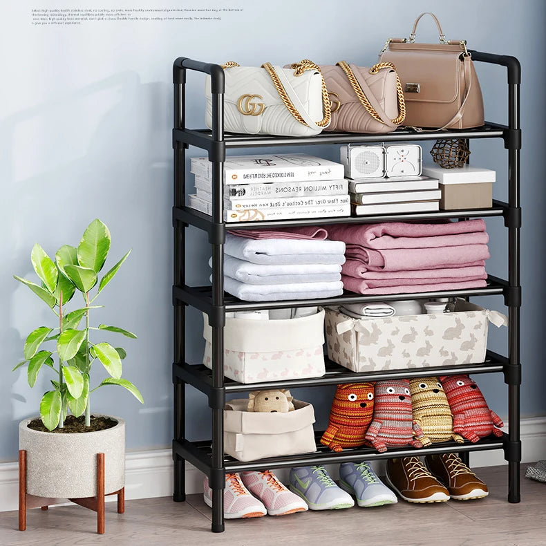 étagère à chaussures en métal design peu encombrante pour rangement pratique - vue 6 sur 11