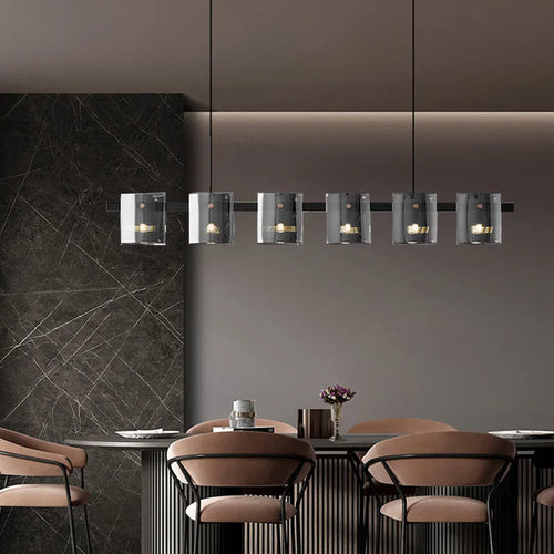 lustre italien minimaliste en verre pour éclairage moderne - vue 4 sur 12