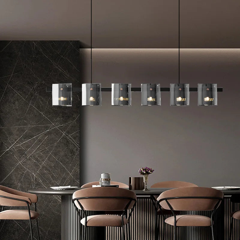 lustre italien minimaliste en verre pour éclairage moderne - vue 3 sur 12