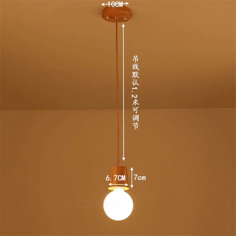 suspension vintage en bois de chêne design moderne - vue 8 sur 15