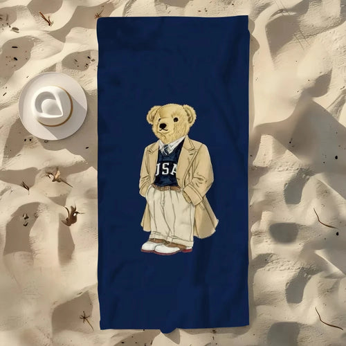 serviette de plage anime ours sechage rapide portable - vue 5 sur 5