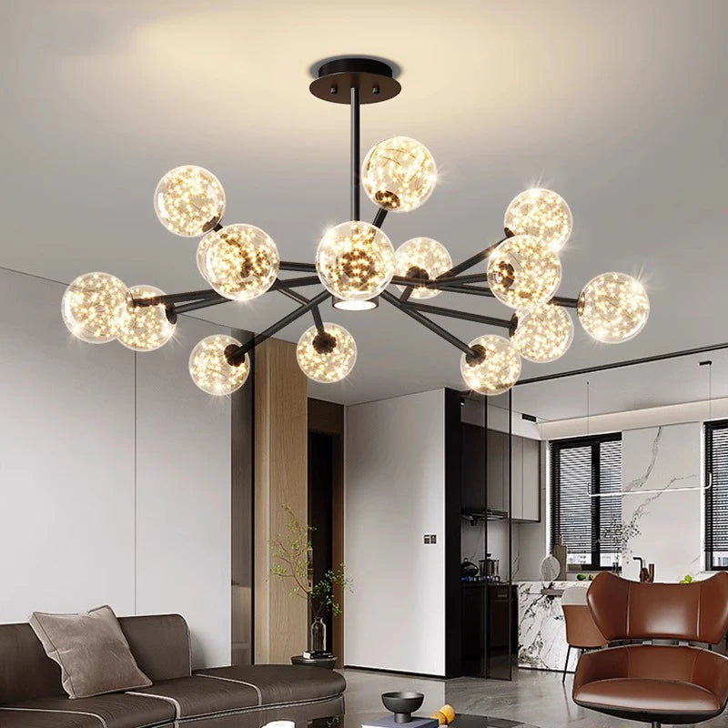 lustre décoration intérieur avec lampes suspendues fantaisie - vue 4 sur 7