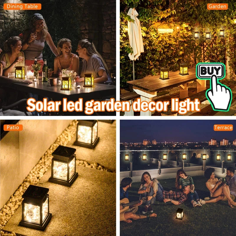 lampes solaires extérieures lanternes décoratives pour jardin et balcon - vue 2 sur 9