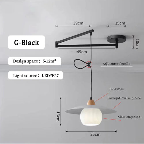 Lustres à bascule de Table à manger modernes LED peuvent être déplacés lampes à long poteau nordique Simple télescopique pliant lustre à bras Long - vue 22 sur 22