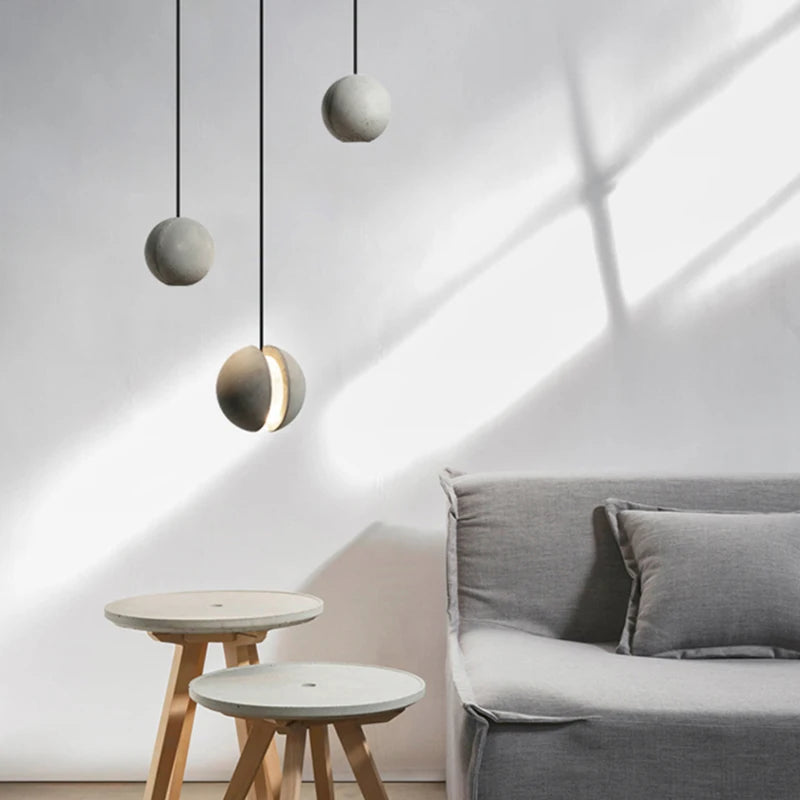 lampe suspension ronde industrielle vintage ciment fil réglable