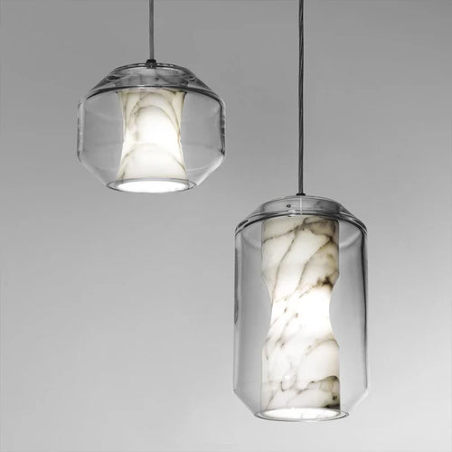 lustre en verre naturel design nordique pour décoration intérieure - vue 2 sur 8