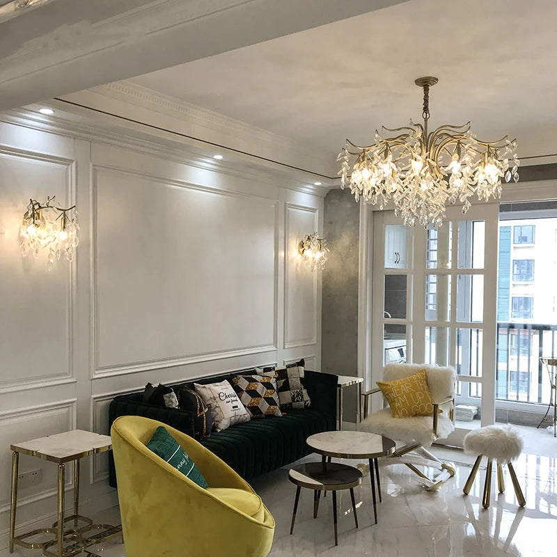 lustre nordique led en cristal de luxe décoration - vue 6 sur 14