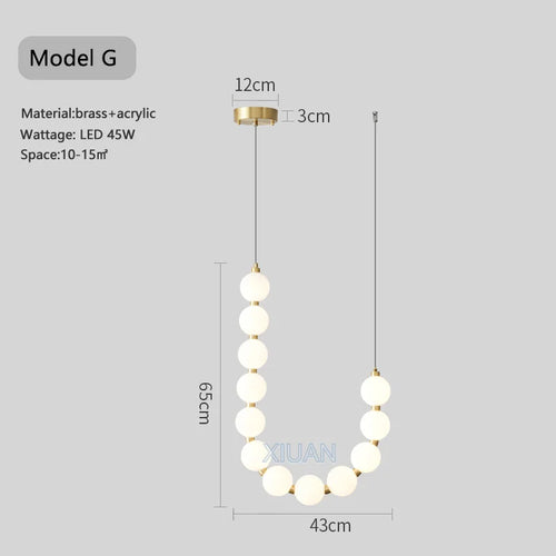 French Luxury Copper Pendant Lamps for Bedroom Living Room Kitchen Table Lighting Acrylic Round Bubble Ceiling Hanging Light - vue 11 sur 16