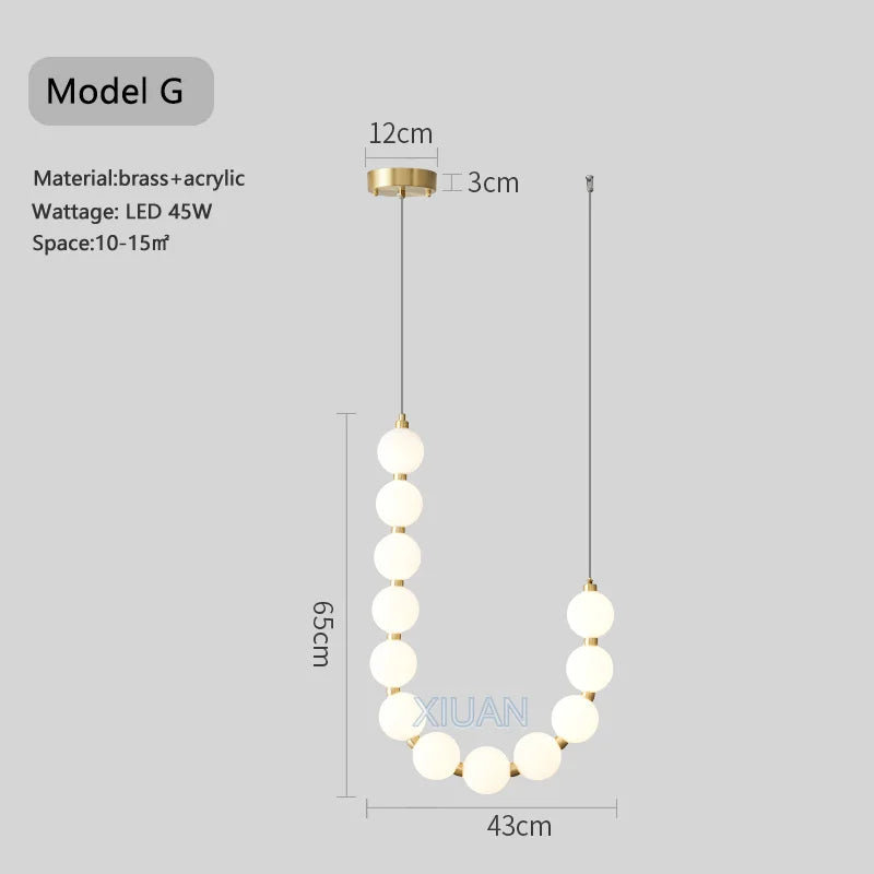 French Luxury Copper Pendant Lamps for Bedroom Living Room Kitchen Table Lighting Acrylic Round Bubble Ceiling Hanging Light - vue 10 sur 16