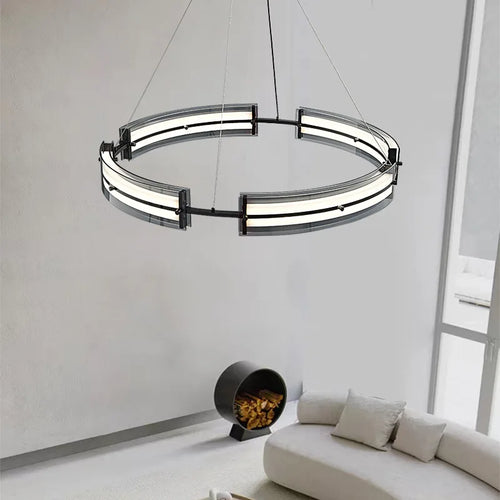 lustre minimaliste italien en verre noir pour décoration moderne