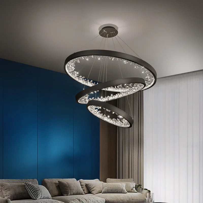 Plafonnier LED suspendu en cristal de luxe au design moderne