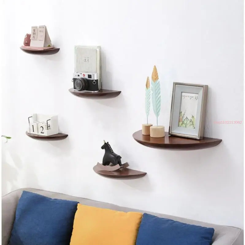 étagère murale en bois demi-cercle pour rangement et décoration