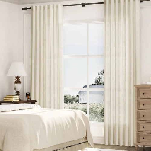 Voilage faux lin sur mesure extra long salon - vue 4 sur 9