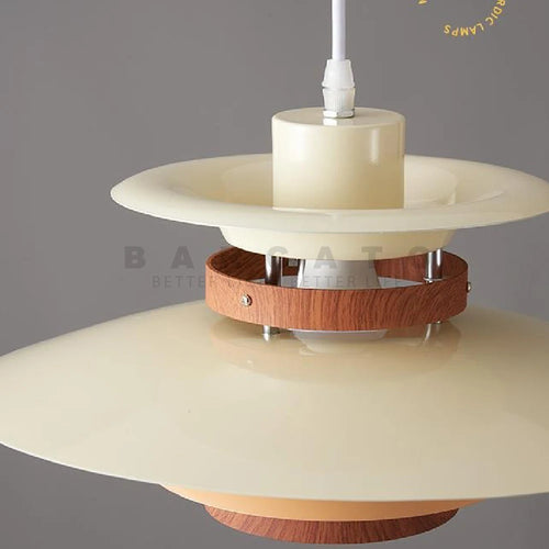 lustre design danois led rétro noyer lampe suspendue - vue 7 sur 12