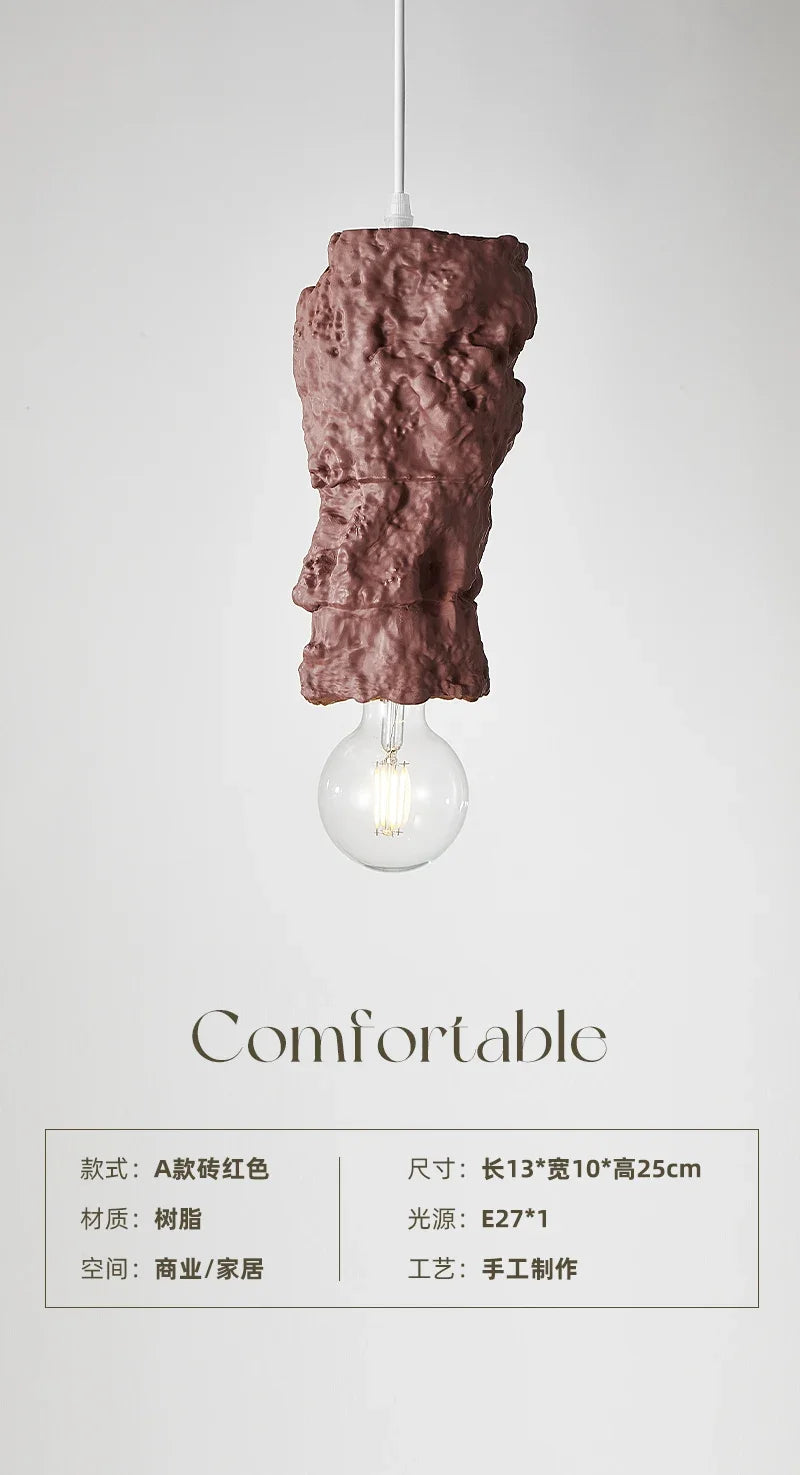 suspension en résine wabi-sabi luminaire décoratif intérieur - vue 8 sur 9