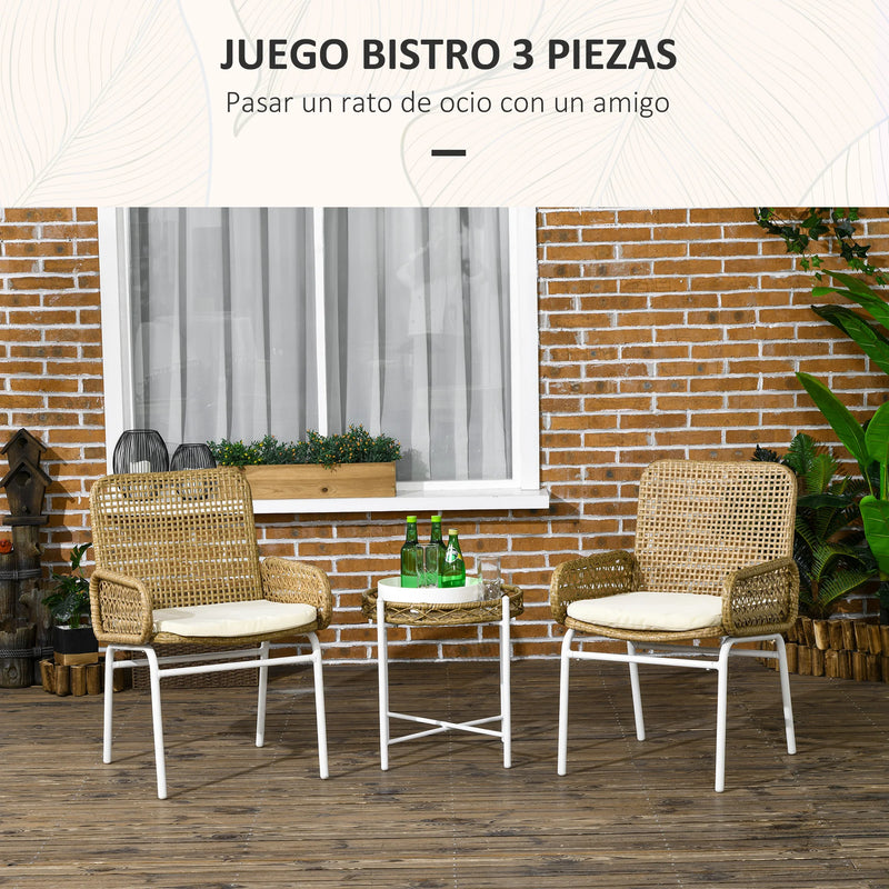 ensemble table et chaises de jardin naturel 3 pièces