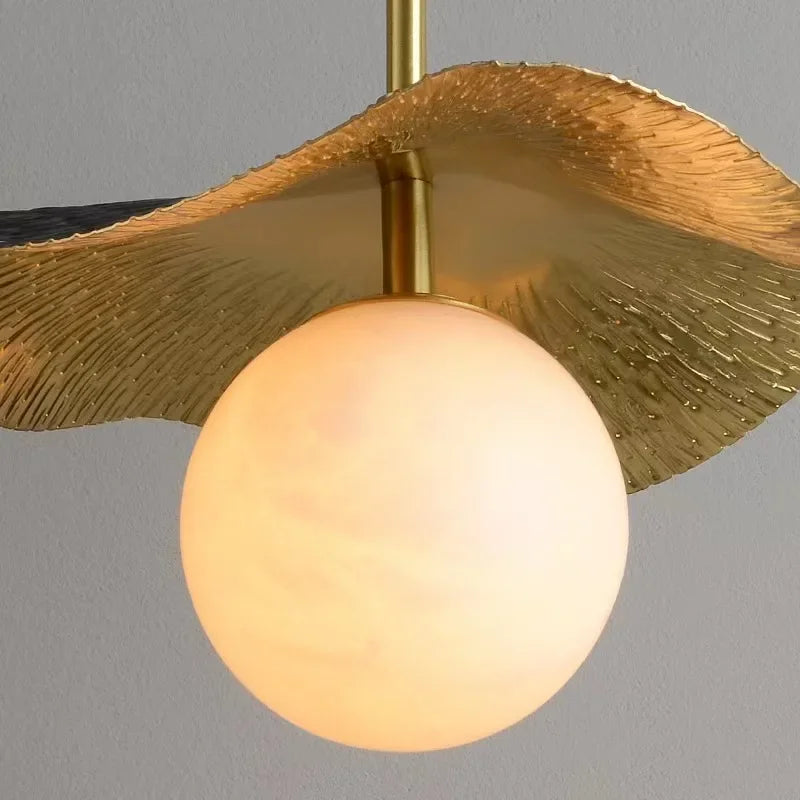 suspension en cuivre avec boule en marbre naturel - vue 7 sur 7