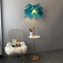 lampadaire décoratif en plumes d'autruche avec luminaire led