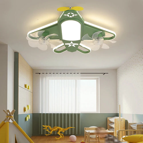 ventilateur de plafond moderne pour enfants avec éclairage led dimmable et déco à distance - vue 6 sur 10