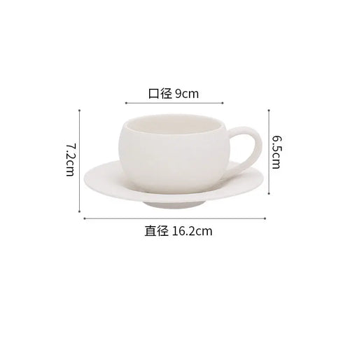 Tasse café rétro motif pierre brûlée soucoupe céramique