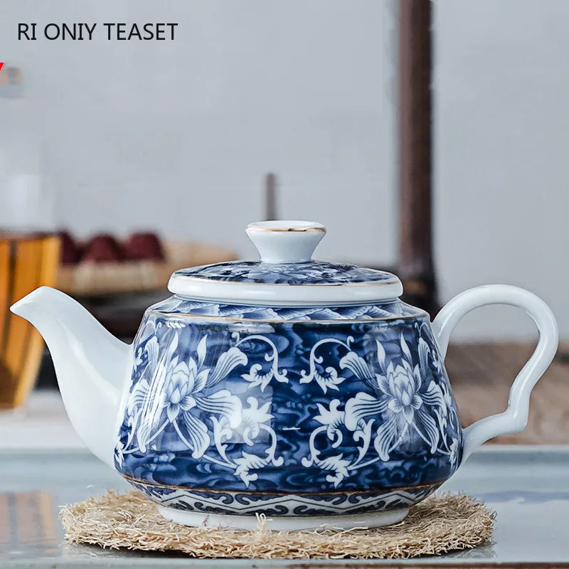 Théière chinoise 200ml artisanale porcelaine motif traditionnel portable