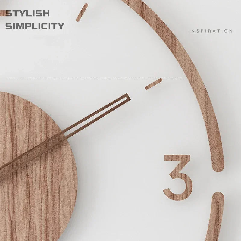 horloge murale en bois massif design silencieuse pour décoration intérieure - vue 4 sur 8