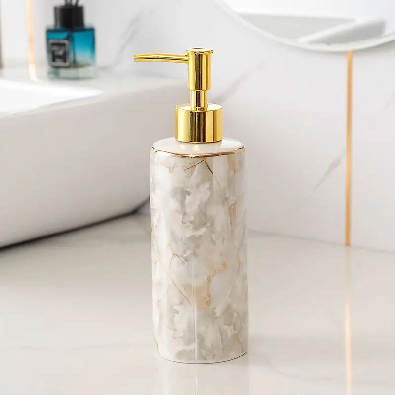 accessoires de salle de bain en céramique marbrée décorative et pratique - vue 10 sur 18