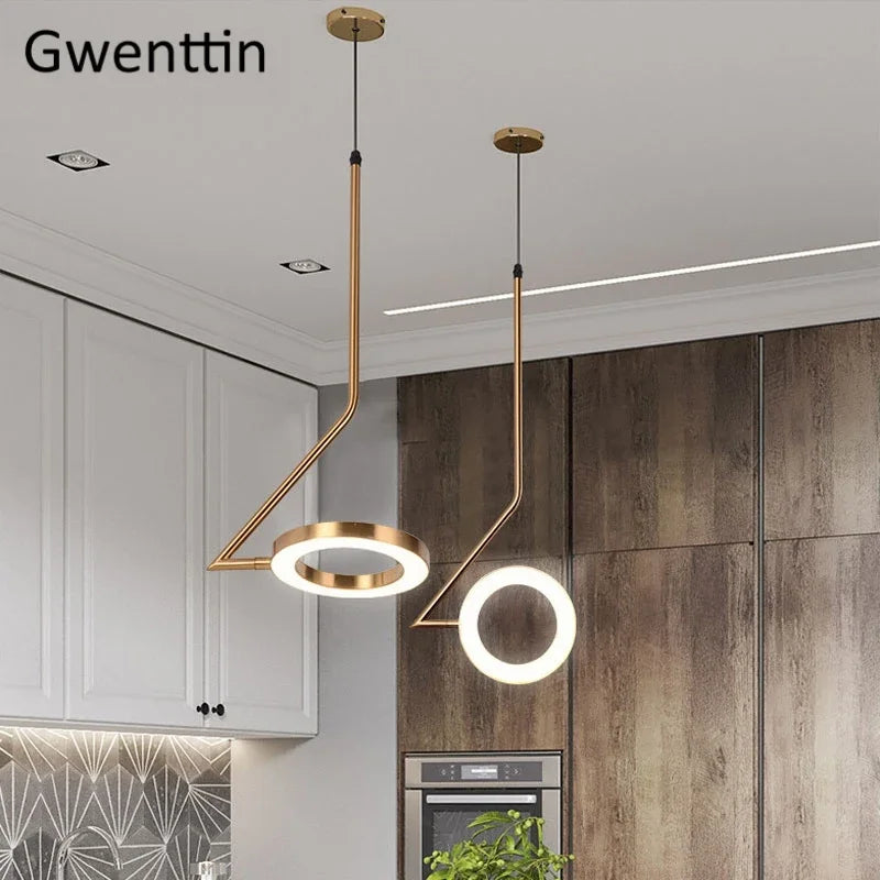 lustre anneau lune suspension moderne pour décoration intérieure - vue 5 sur 7
