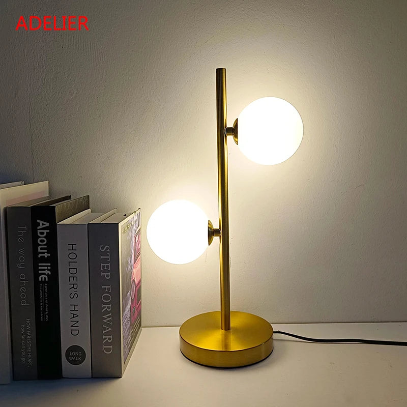 lampe de table style nordique boule de verre simple décorative en fer ou or