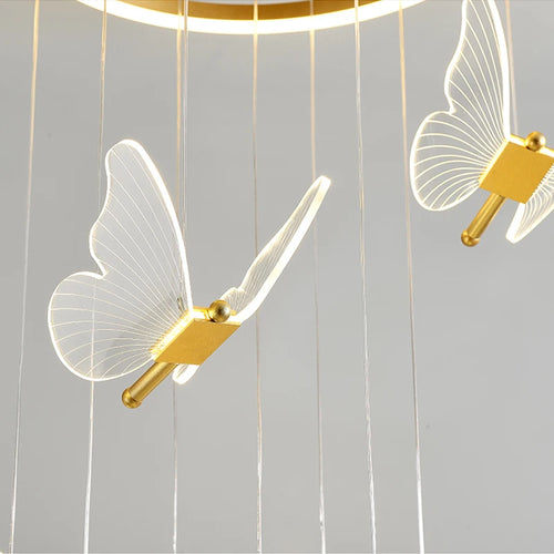 lustre d'escalier moderne acrylique forme de papillon Duplex salon salle à manger Art LED lustre d'escalier lustre en cristal