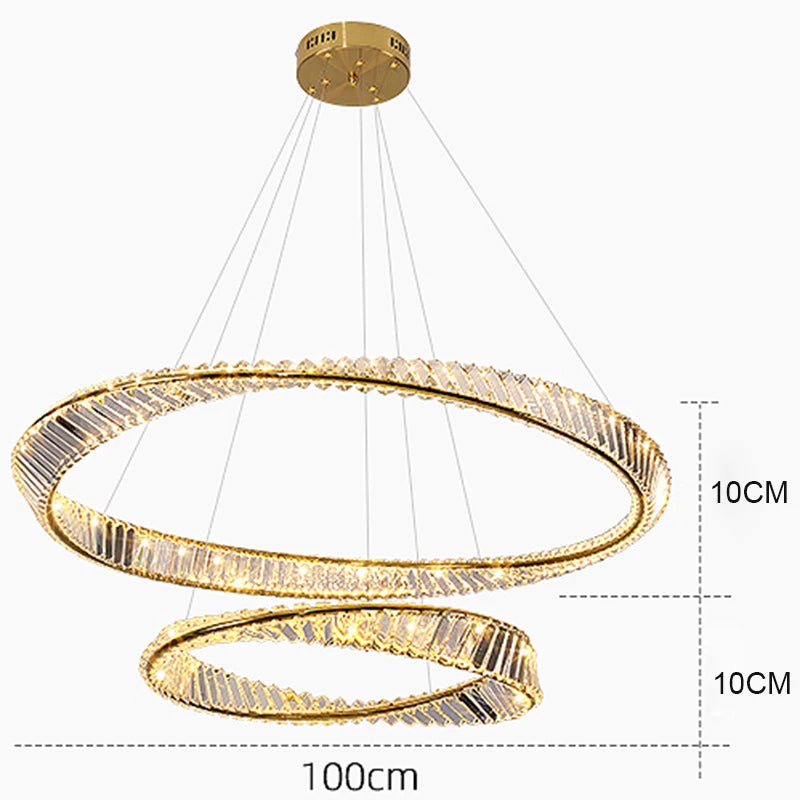 Crystal LED Chandelier for Living Room Kitchen Bedroom Ceiling Pendant Lamp, Gold Modern Remote Control Hanging Light - vue 6 sur 11