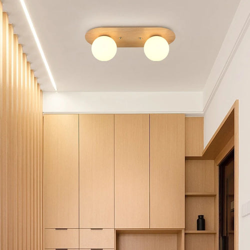 plafonnier moderne imitation bois pour espaces variés et design élégant - vue 5 sur 9