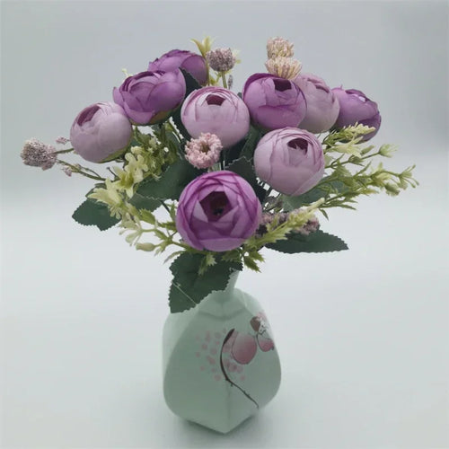 bouquet de roses en soie décoration de jardin fleurs artificielles - vue 3 sur 12