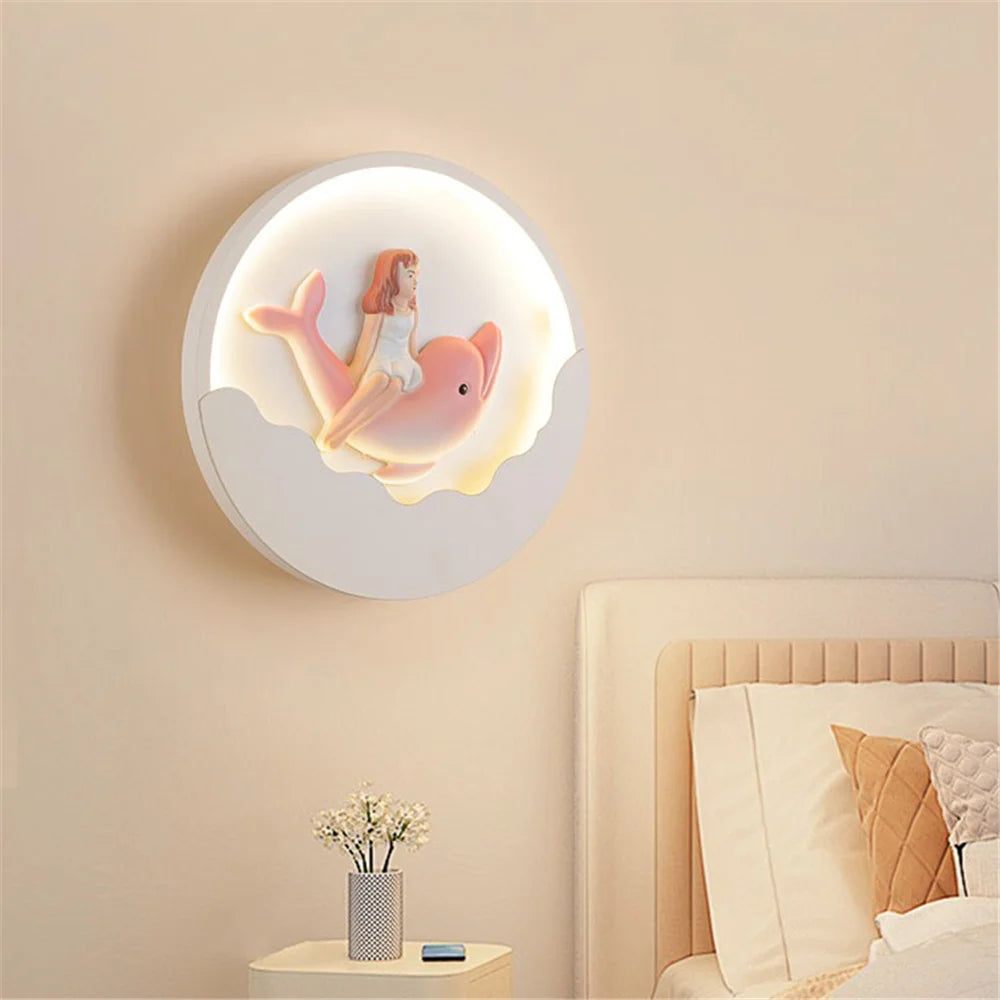 applique murale ronde led ours et lapin pour enfants - vue 4 sur 10