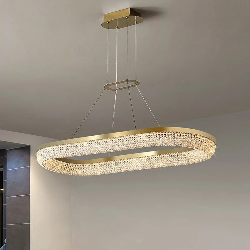 lustre en cristal rond design nordique pour décoration intérieure - vue 6 sur 12