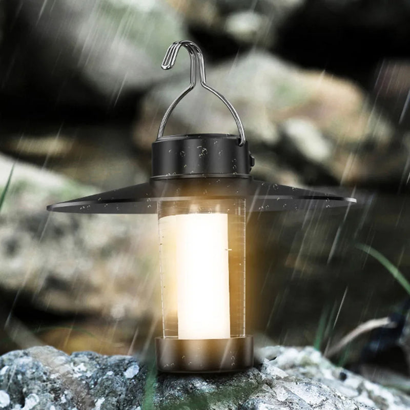 lampe de camping led d'urgence avec charge type c et intensité variable