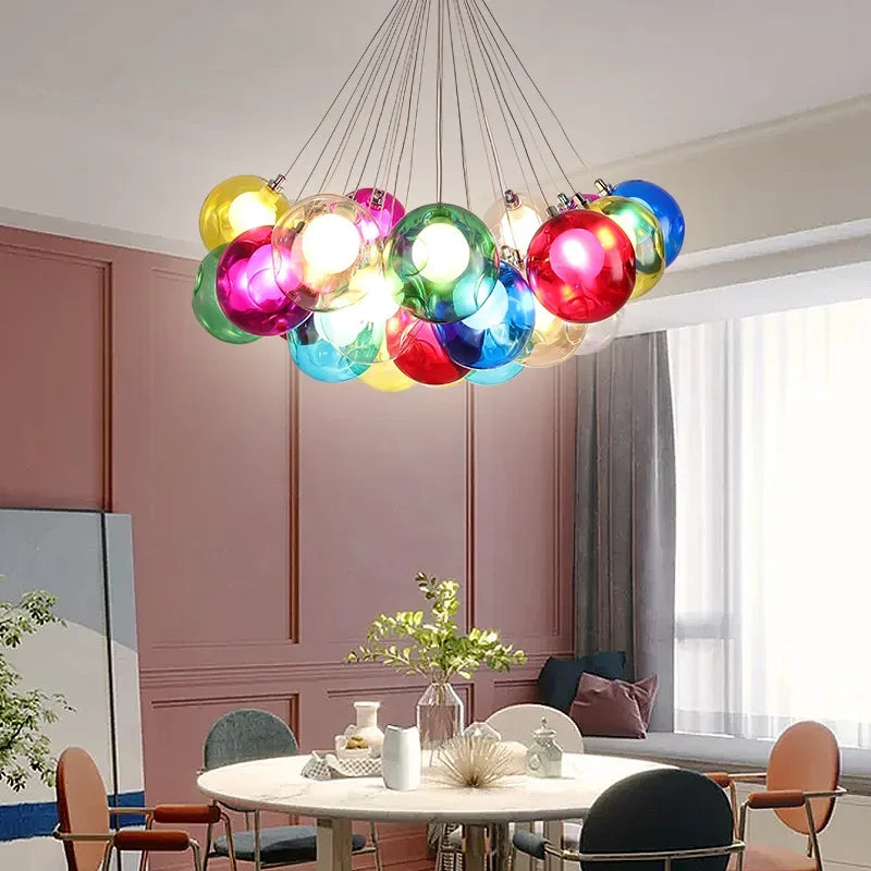 lustre moderne en verre à bulles led pour magasins - vue 5 sur 14