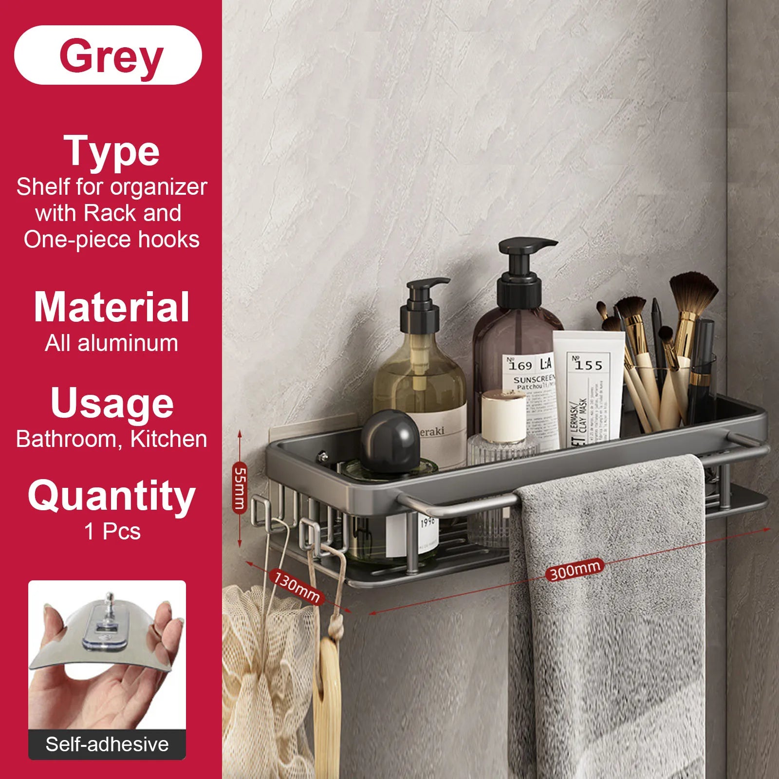 etagère murale sans perçage pour rangement de salle de bain et cuisine - vue 24 sur 30