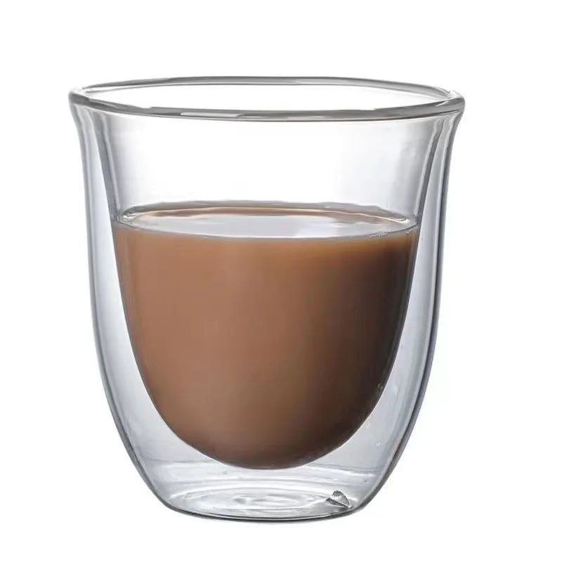 Lot 2 tasses double paroi verre isolant design - vue 5 sur 7