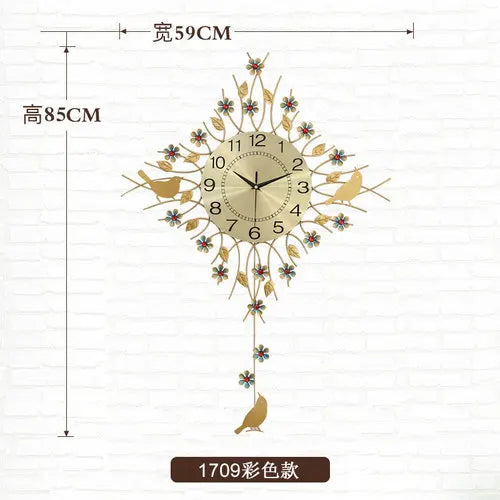 horloge murale à pendule design européen en métal unique - vue 14 sur 19