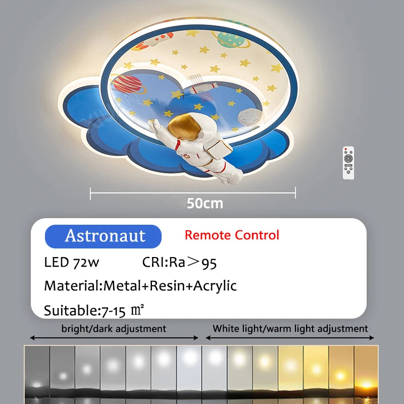 lustre astronaute forme nuage led variateur télécommande protection yeux - vue 11 sur 11
