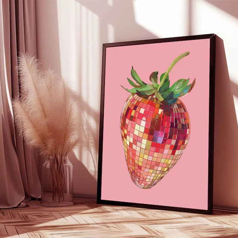 affiche artistique rétro de boule disco abstraite pour décoration intérieure