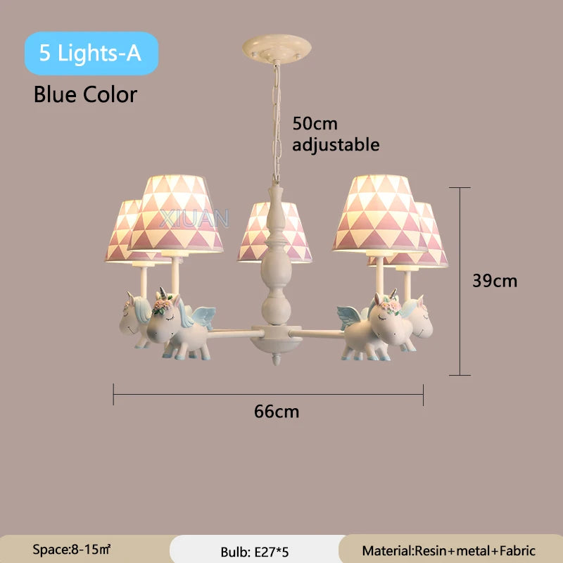 lustre licorne dessin animé pour chambre d'enfant suspendu - vue 9 sur 24