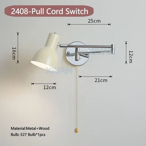 applique murale moderne bras pivotant led en tissu plissé métal - vue 19 sur 23